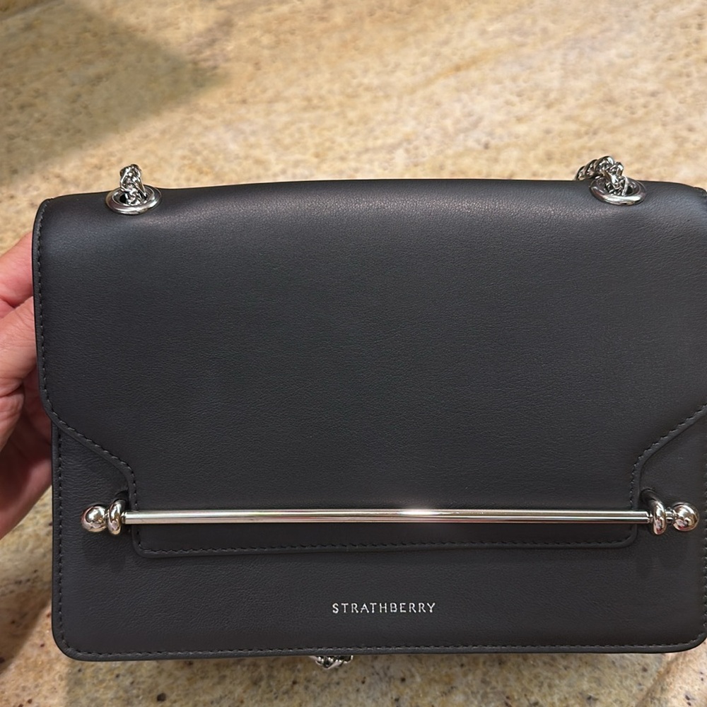 Strathberry Black Crossbody Bag with Chain Strap